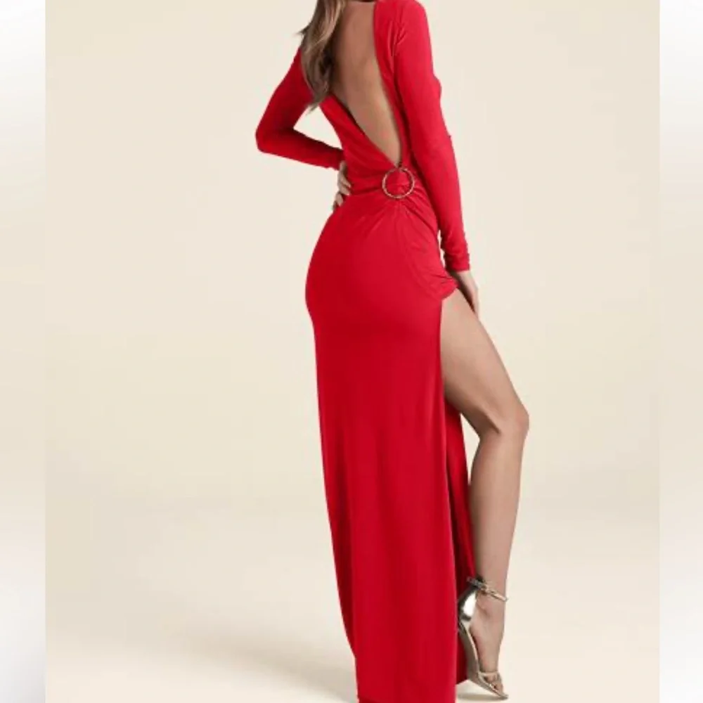 Venus Red Long Sleeve Dress - Picture 1 of 6
